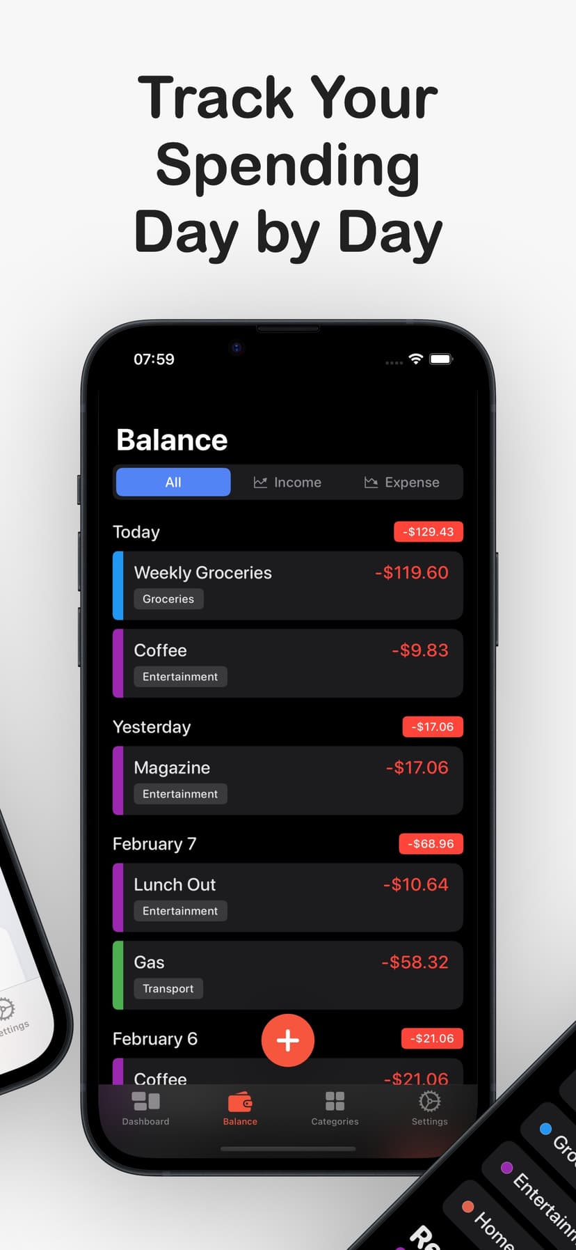 Expenses app budget tracking and spending analysis